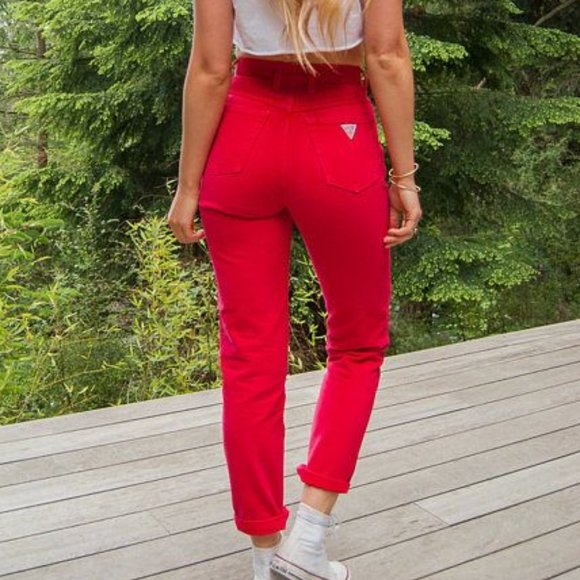 Guess Denim - Retro Red Guess Jeans High Waisted Mom Ankle Jean